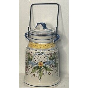 Ginger Jar Made for Gumps Blue Yellow 100% HAND PAINTED IN ITALY 10 lbs 15" tall